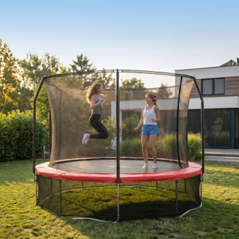 Батут каркасный 480см SCHOLLE Space BR16FT с защитной сеткой и лестницей 16фут красный/синий s-dostavka - Игровые-столы.рф